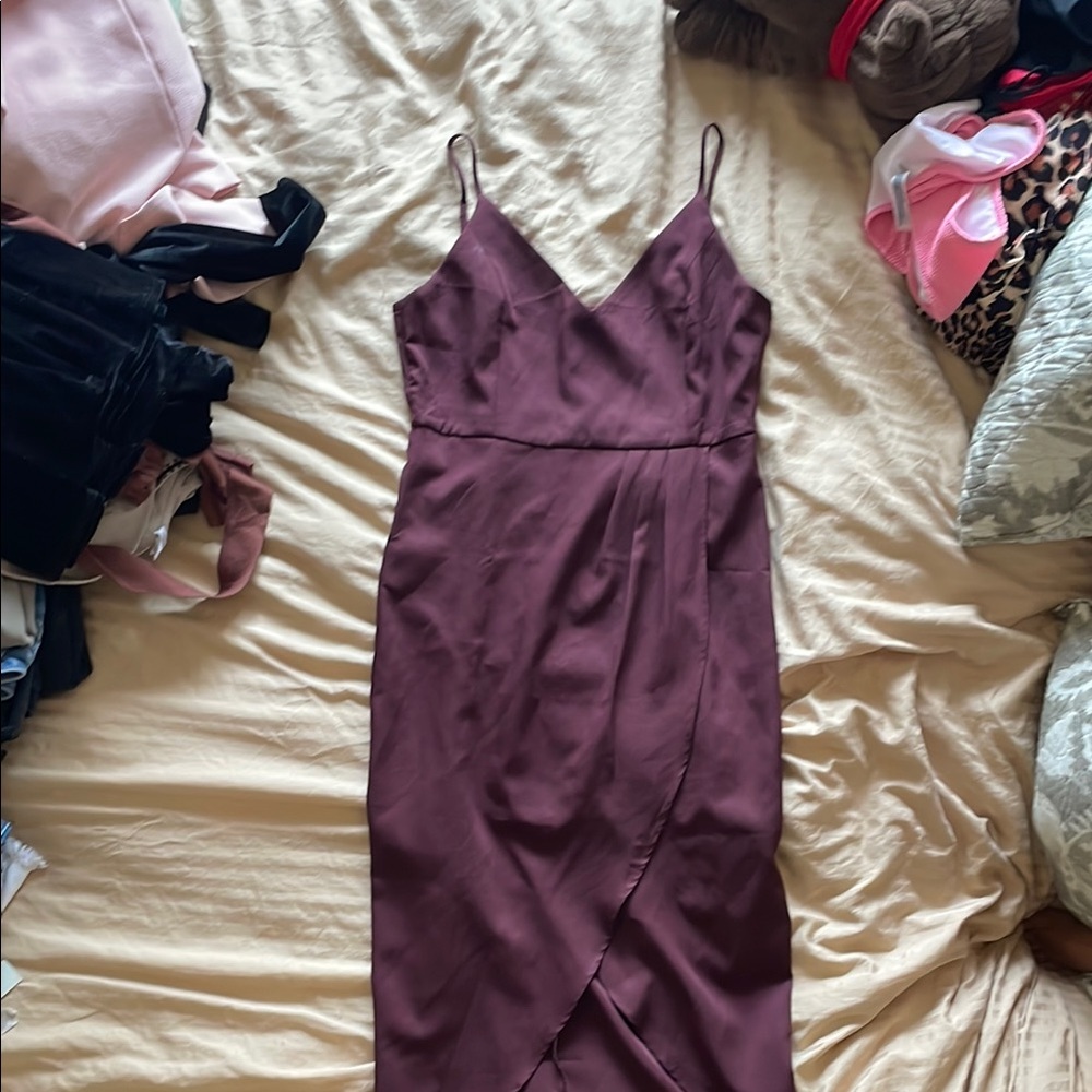 Elegant Plum Spaghetti Strap Dress
